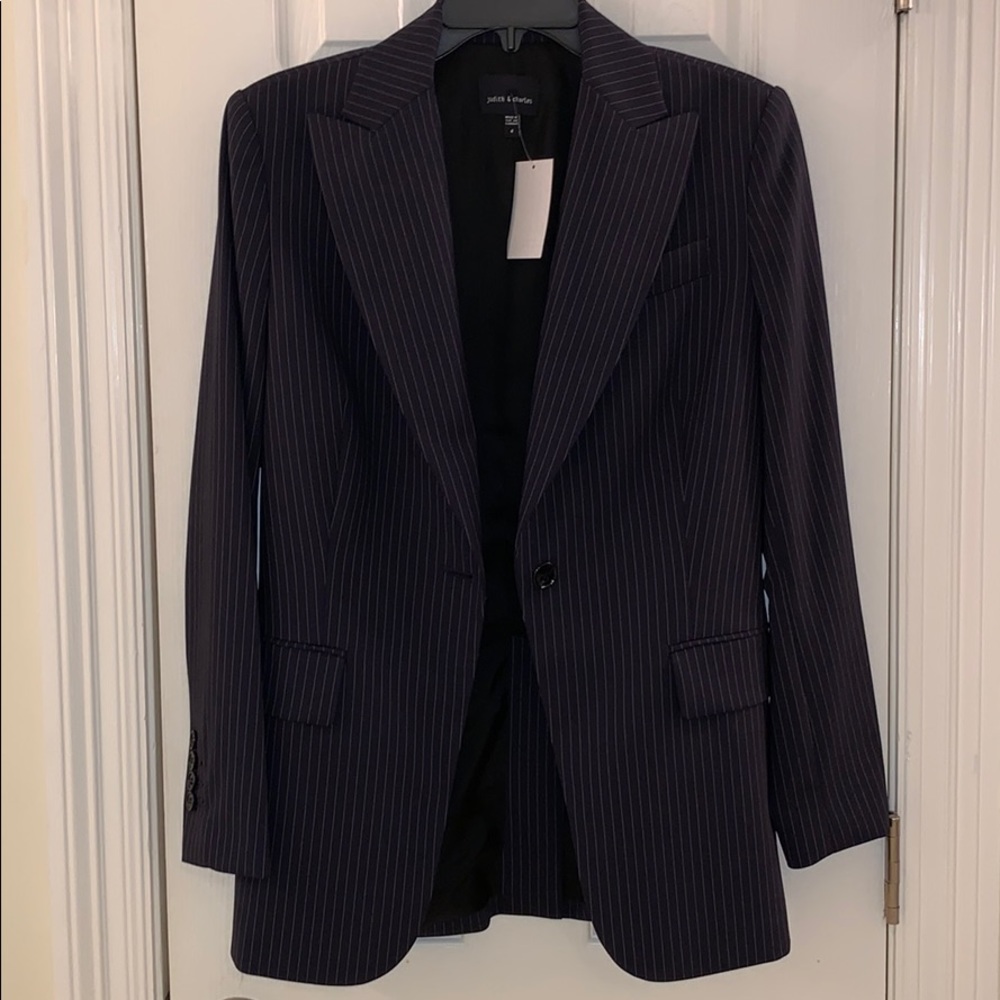 Judith and Charles Sorrento Chalk Stripe blazer
